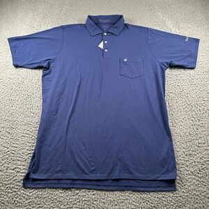B Draddy Polo Mens L Navy‎ Pima Cotton Blend Chest Pocket Embroidered Logo NWOT
